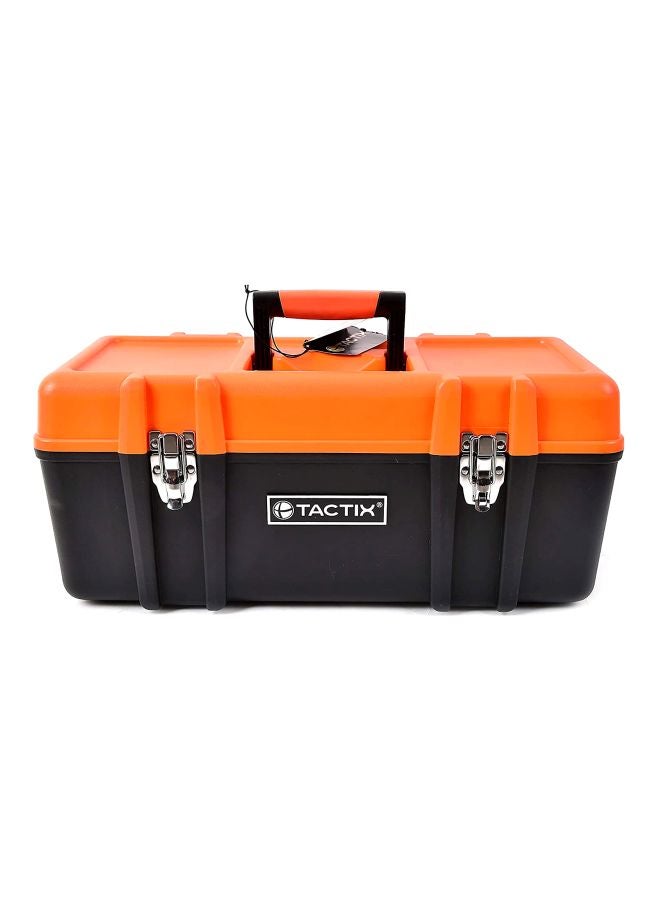 Tactix Tactix Plastic Tool Box (20 Inches) With Latches and Removable Tray, Portable, Organized and Reliable Tool Storage, For Workshop, Garage and Home-321105 Black/Orange 51x23.5x23cm  - Image 2