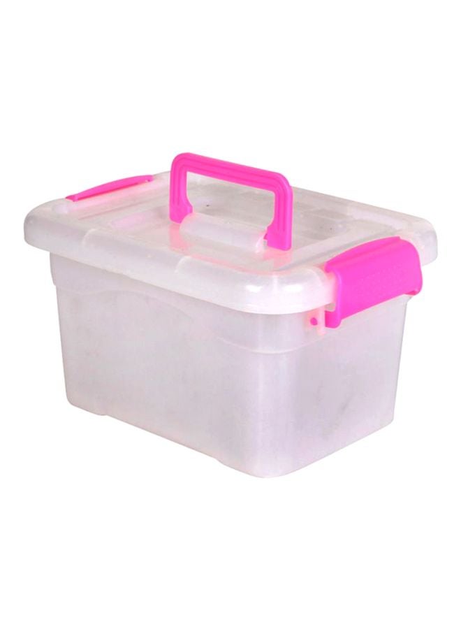 شاربدو صندوق تخزين بلاستيكي أبيض/ وردي 25x19x13سم - Image 1