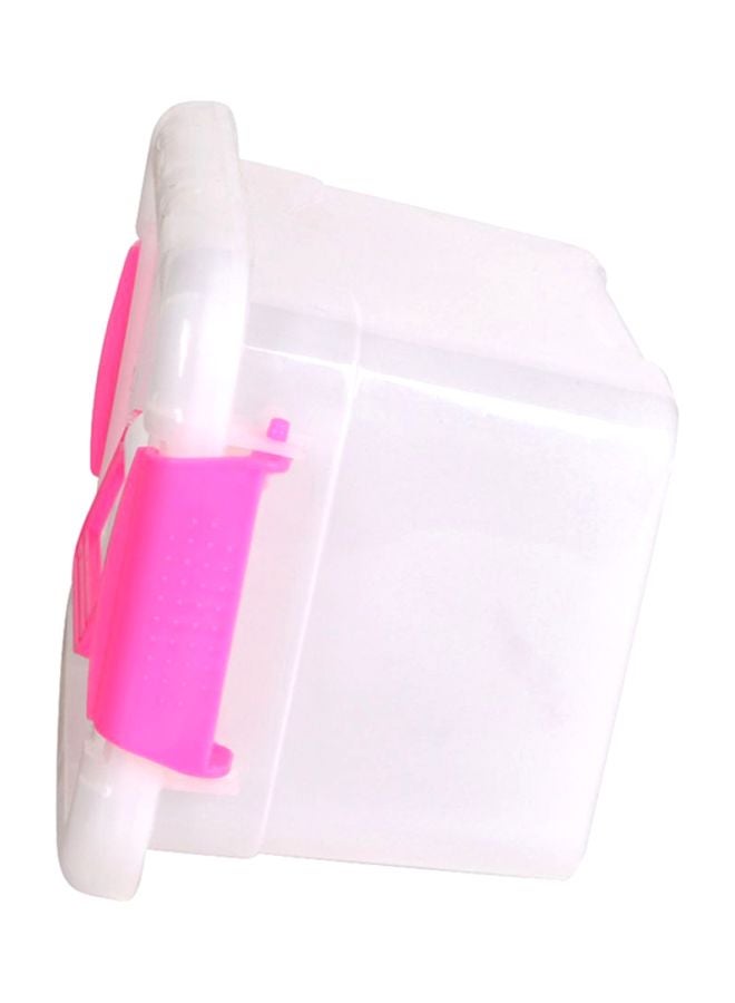 شاربدو صندوق تخزين بلاستيكي أبيض/ وردي 25x19x13سم - Image 2