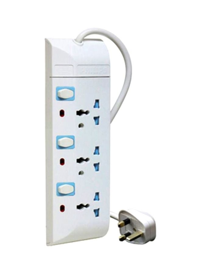 Philips 3-Outlet Power Strip White/Blue 26.5x5x14centimeter - Image 1