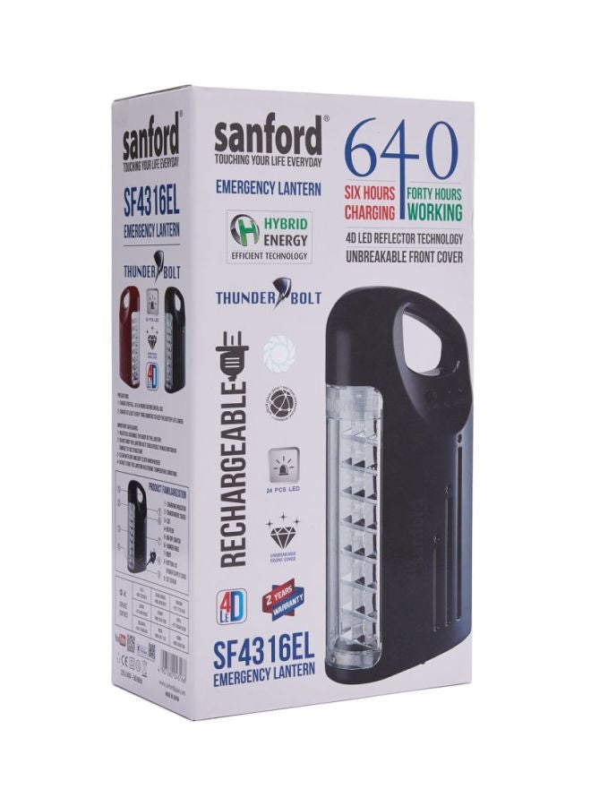 Rechargeable Emergency Lantern Black/Clear 3.9x13.3x7.3inch