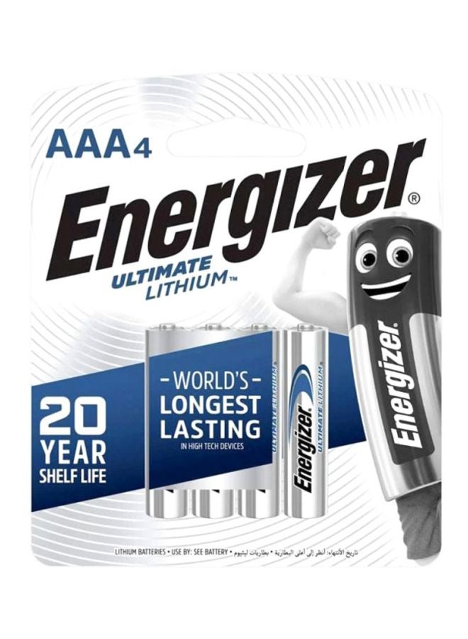 Energizer 4-Piece AAA Ultimate Lithium Battery Set Silver/Blue/Black - Image 2
