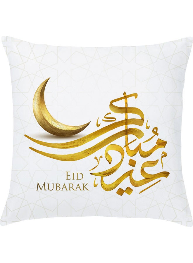 غطاء وسادة زينة بتصميم للعيد المبارك أبيض / الذهبي - Image 1