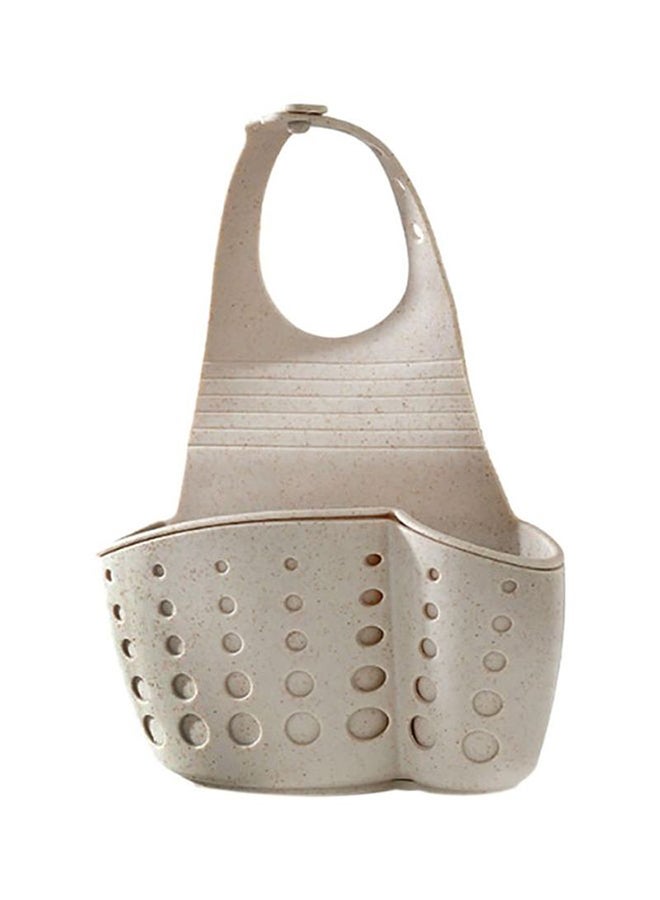 Double-Layer Adjustable Snap-On Sink Storage Bag Beige 14.5x5.7x24.5cm