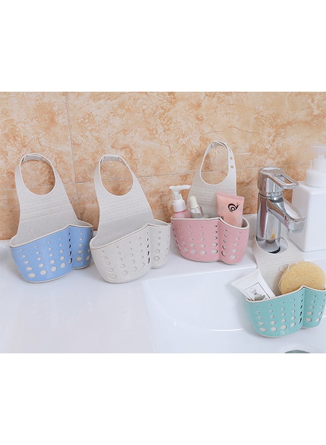 Double-Layer Adjustable Snap-On Sink Storage Bag Beige 14.5x5.7x24.5cm