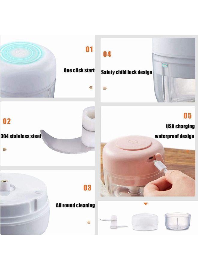 Electric Mini Onion Chopper and Garlic Chopper Pink 9.2x9.2x10.5cm