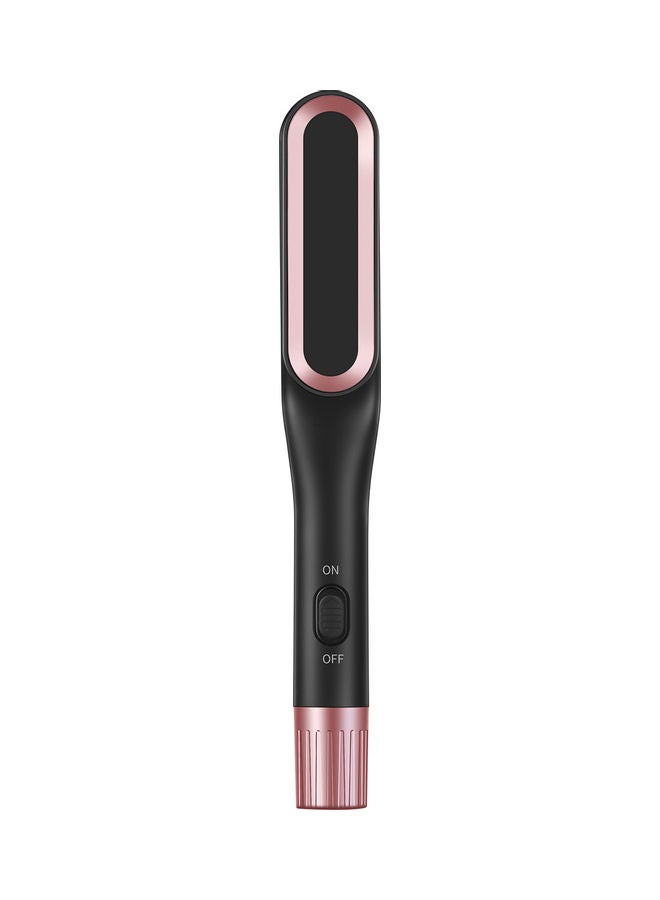 Fast Heating Hair Straightening Brush with Built-in Comb Black/Pink - Image 1