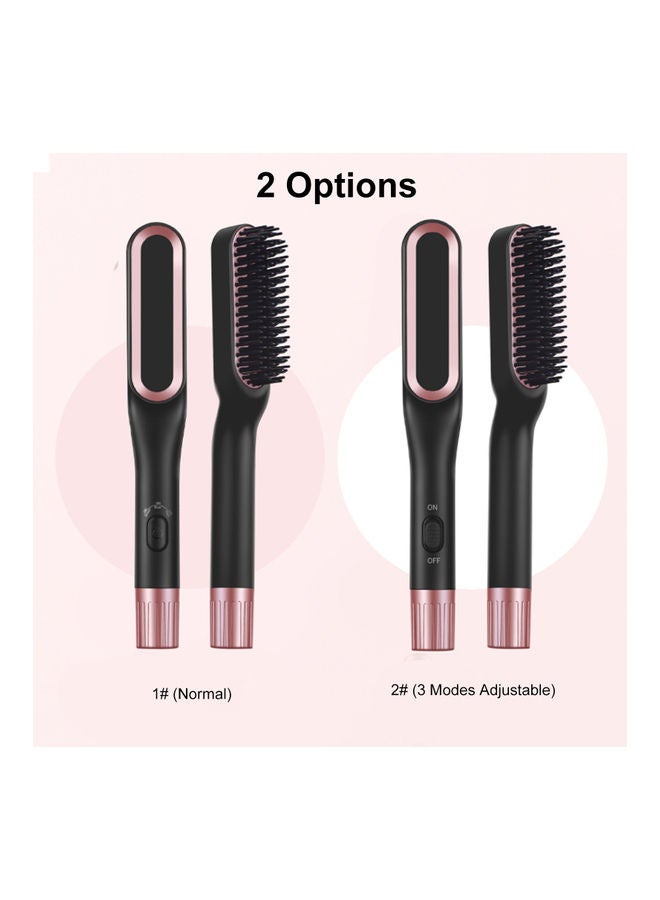 Fast Heating Hair Straightening Brush with Built-in Comb Black/Pink - Image 2