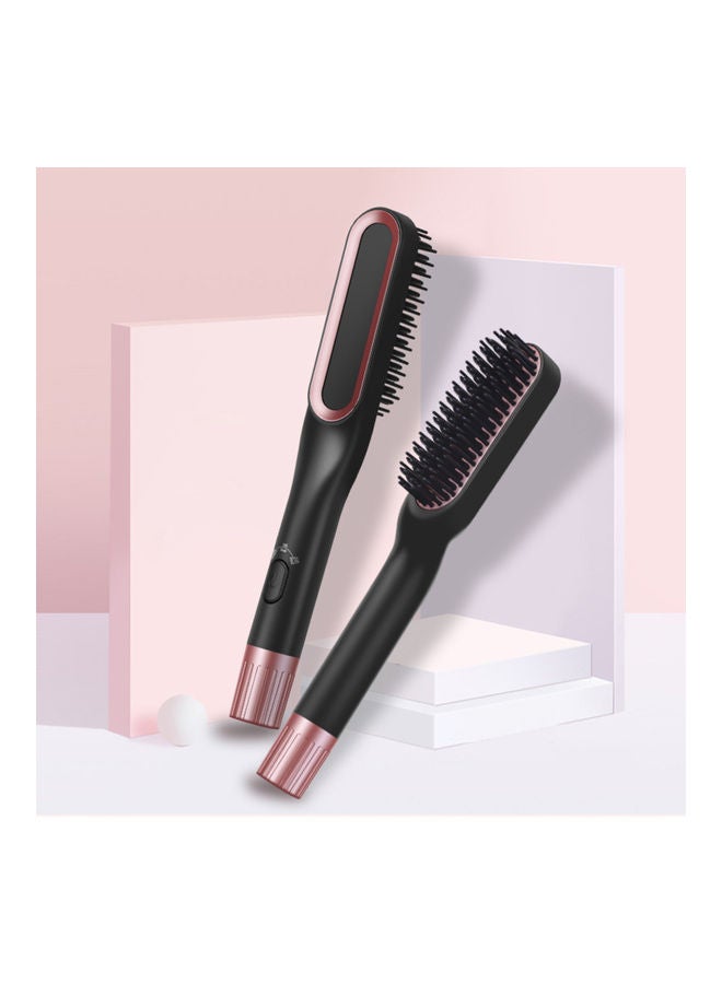 Fast Heating Hair Straightening Brush with Built-in Comb Black/Pink - Image 4