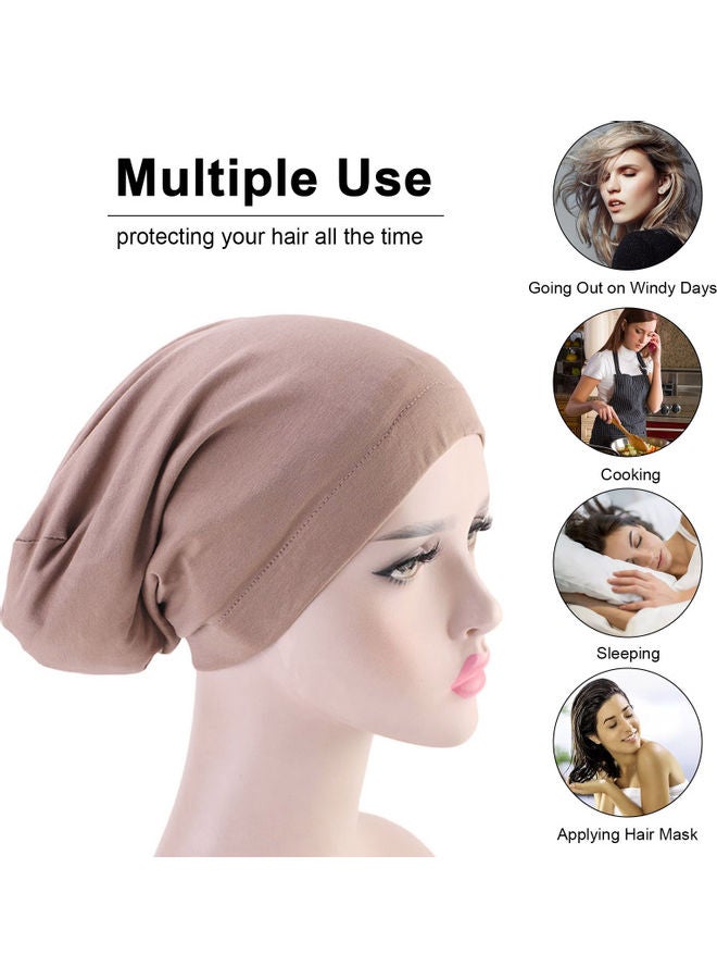 Generic Cotton Hair Cover Bonnet Sleep Cap Khaki  - Image 2