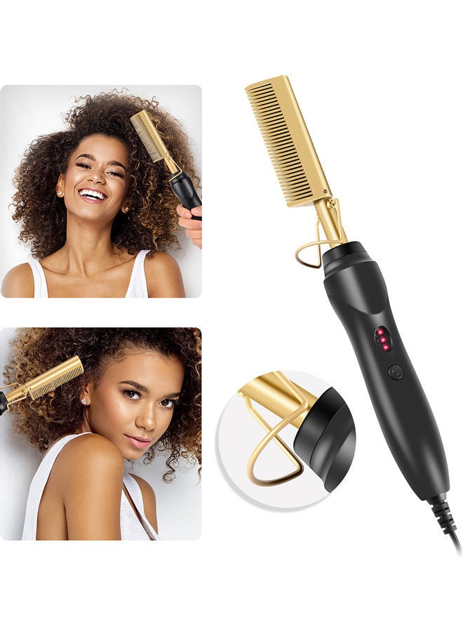 Generic Portable Electric Dual Use Straight Comb Black/Golden  - Image 1