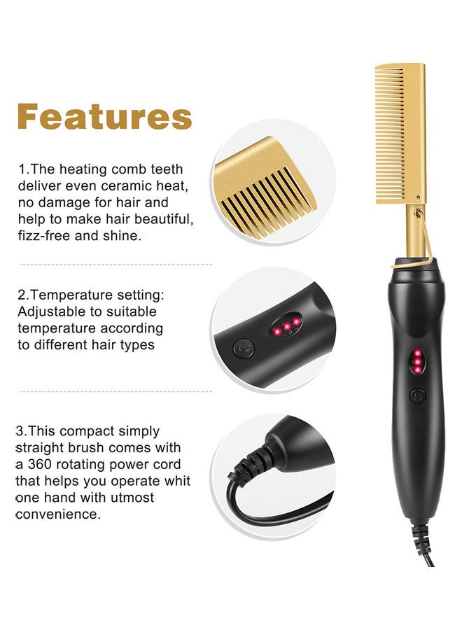Generic Portable Electric Dual Use Straight Comb Black/Golden  - Image 4