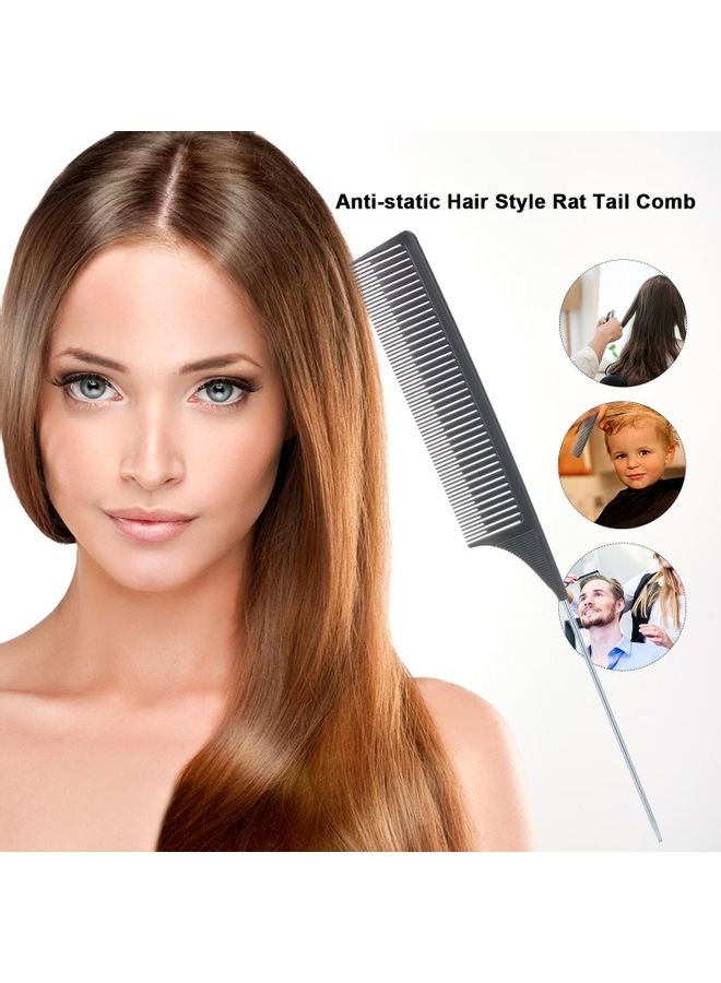 مشط شعر بين تيل مضاد للكهرباء الساكنة أسود/فضي - Image 2