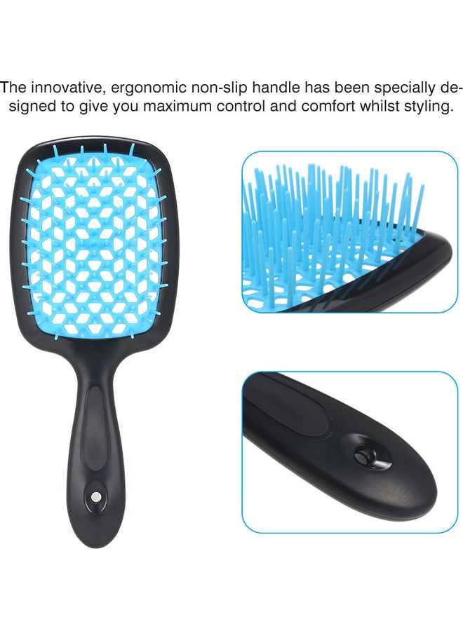 فرشاة شعر بتصميم مجداف مضادة للكهرباء الساكنة أسود/أزرق - Image 4
