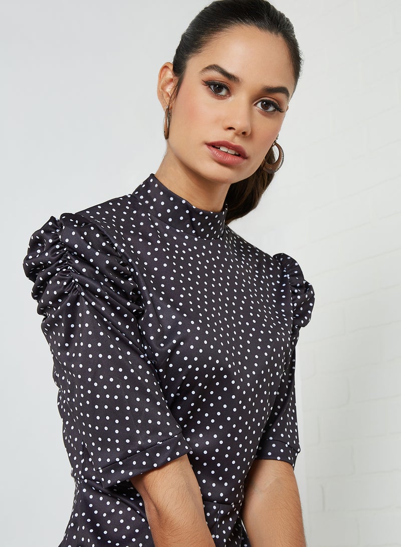 Sivvi x GenM - Polka-Dot Puff Sleeve Romper Multi - Image 1