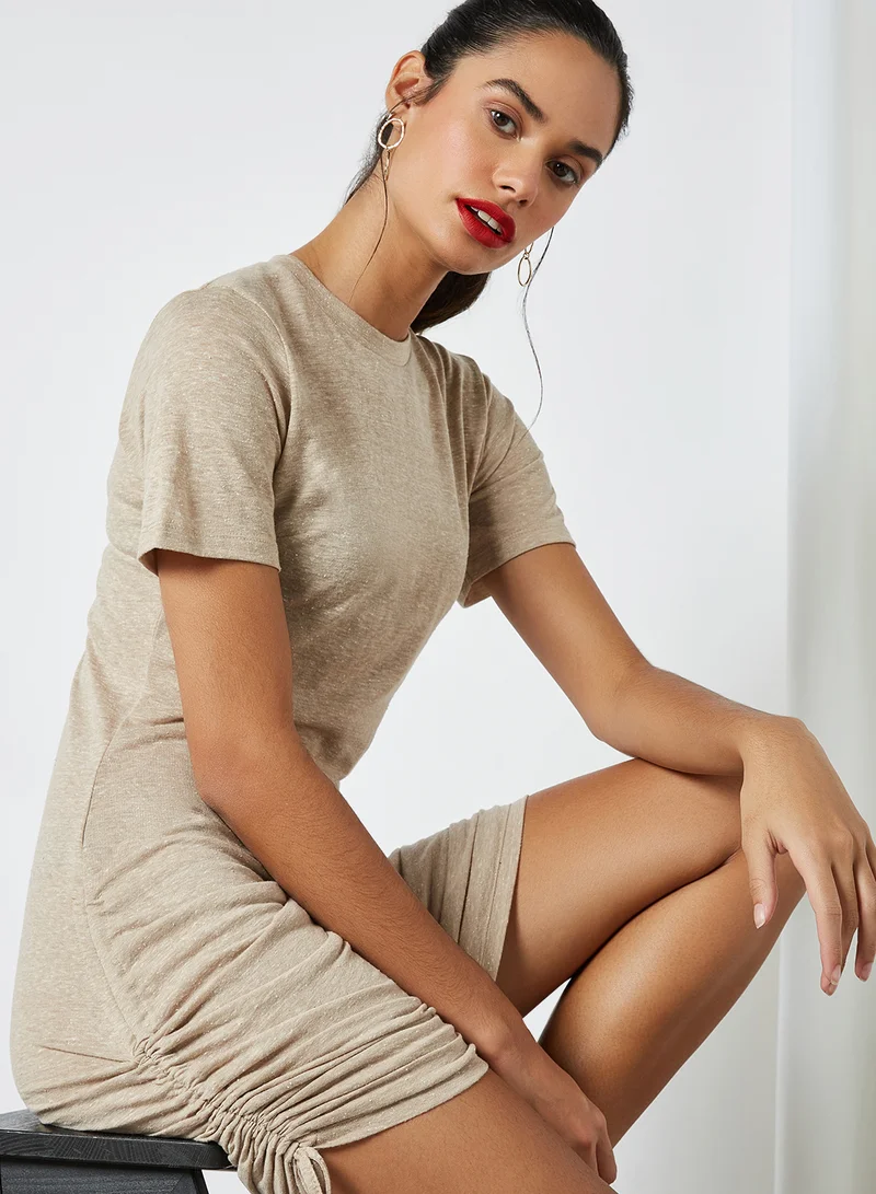 Sivvi x GenM Ruched Jersey Dress Bark