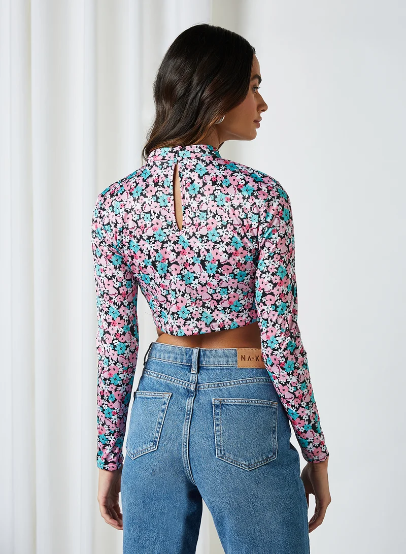 Sivvi x GenM Floral High Neck Crop Top