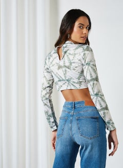 Sivvi x GenM Tie-Dye High Neck Crop Top Multi  - Image 2