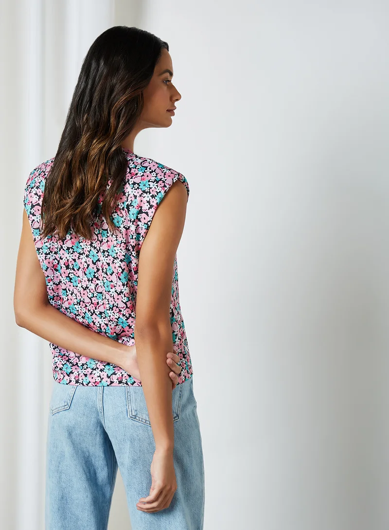 Sivvi x GenM Floral Padded Shoulder Top Multi
