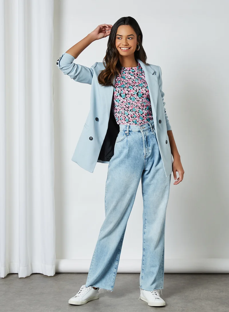 Sivvi x GenM Floral Padded Shoulder Top Multi