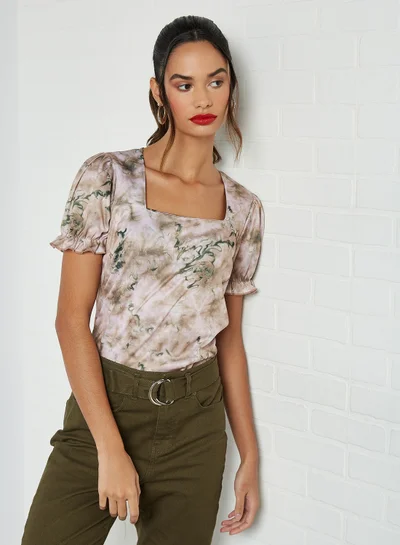 Sivvi x GenM Printed Square Neck Blouse Multi
