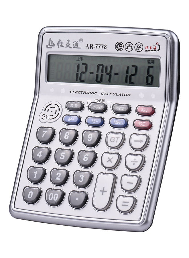 Generic Musical Desktop Calculator Silver  - Image 1
