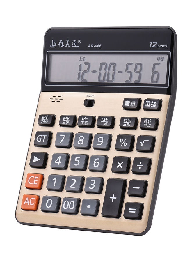 Generic Electronic Calculator Golden/Black  - Image 1