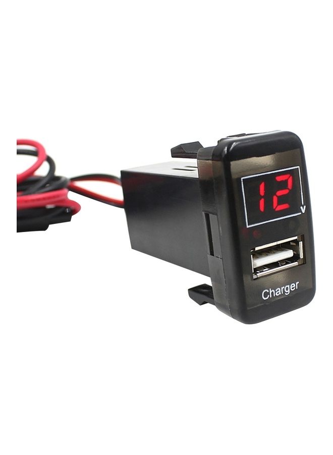 Car DC12V 2.1A USB Charger + Voltmeter for Toyota VIGO Black - Image 1