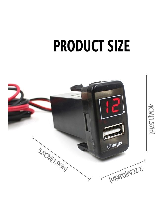 Car DC12V 2.1A USB Charger + Voltmeter for Toyota VIGO Black - Image 3