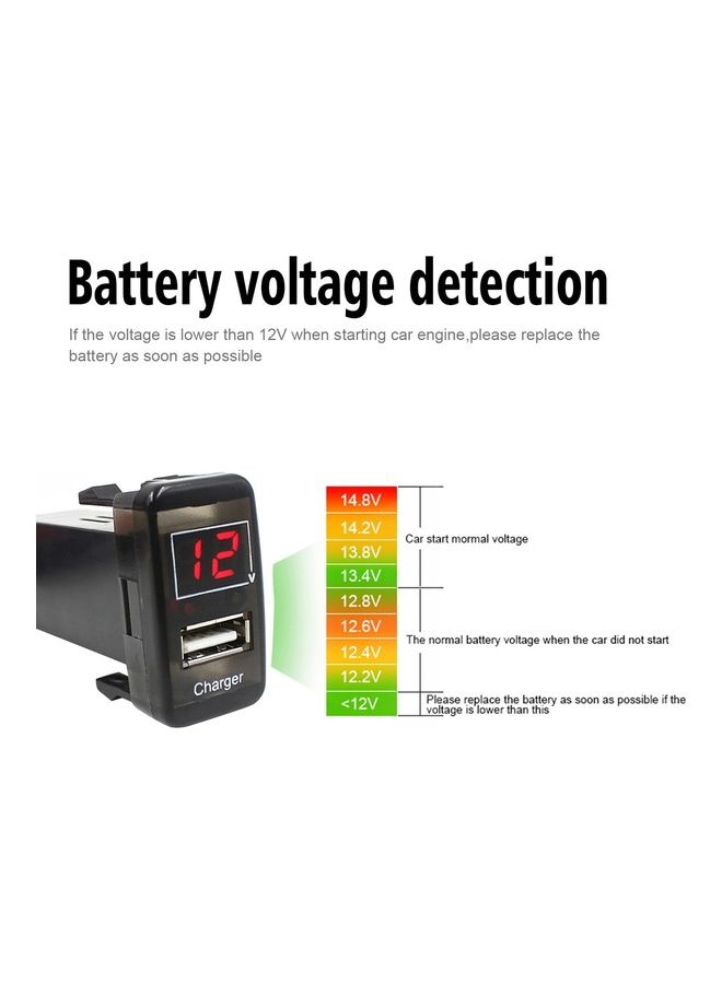 Car DC12V 2.1A USB Charger + Voltmeter for Toyota VIGO Black - Image 4