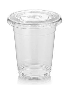 Generic 100-Piece Disposable Plastic Cup with Flat Lid Clear  - Image 1