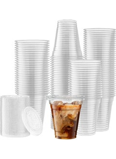 Generic 100-Piece Disposable Plastic Cup with Flat Lid Clear  - Image 2