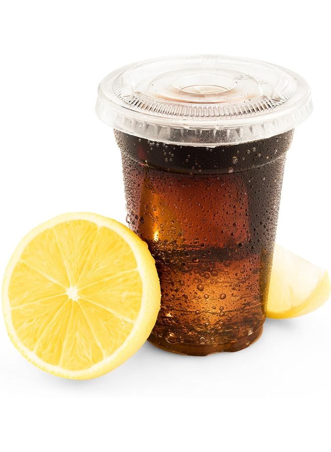 50-Piece Disposable Plastic Cup with Flat Lid Clear  - Image 3