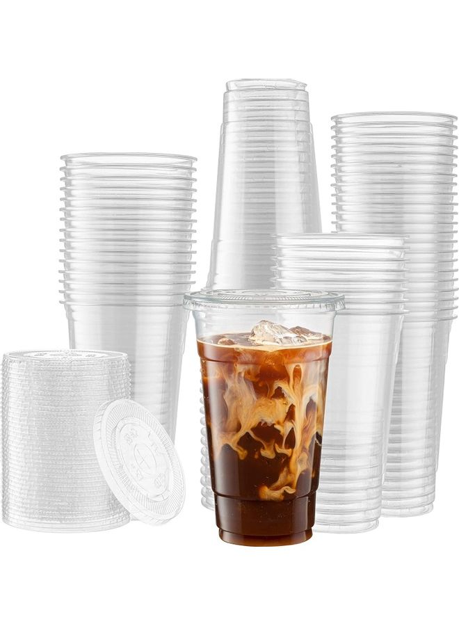 75-Piece Disposable Plastic Cup with Flat Lid Clear - Image 1