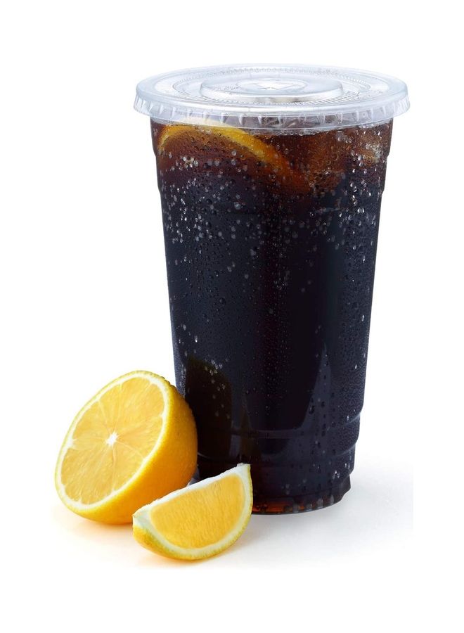 75-Piece Disposable Plastic Cup with Flat Lid Clear - Image 4