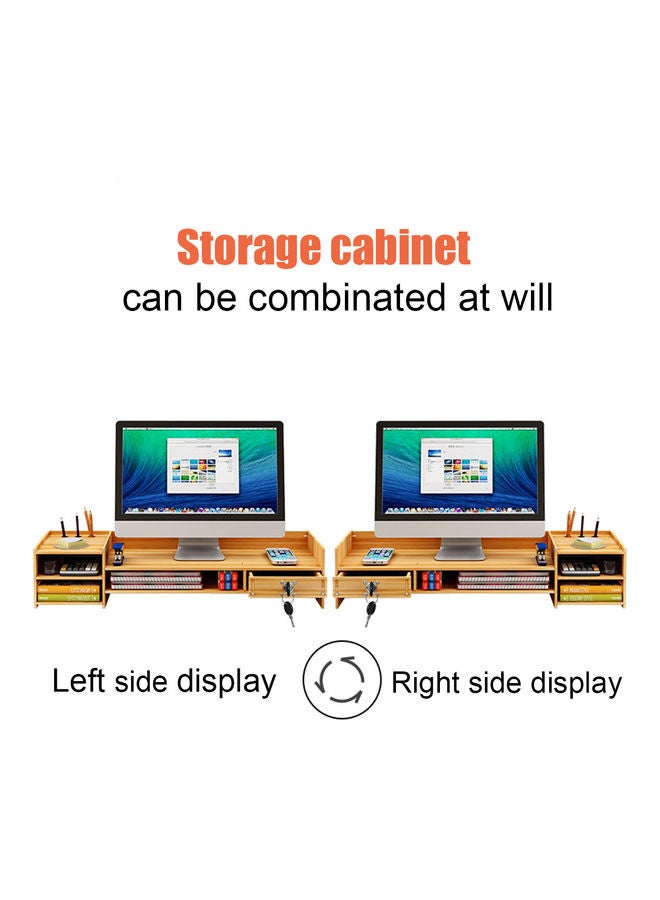 Computer Monitor Stand with Multi Storage Shelf Desktop Organizer for Home Office & School Brown - v1616850065/N45796384A_5