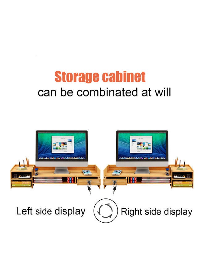 Toshionics - Computer Monitor Stand with Multi Storage Shelf Desktop Organizer for Home Office & School Brown - Image 1