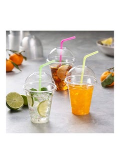 Generic 50-Piece Disposable Plastic Cup with Dome Lid Clear  - Image 2