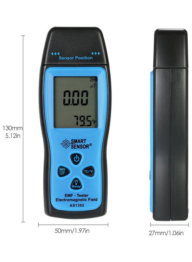 جهاز اختبار EMF رقمي صغير محمول باليد مزود بجهاز استشعار ذكي أسود/أزرق - Image 2