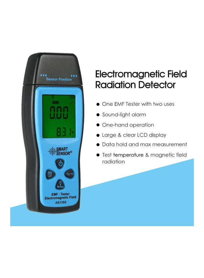 جهاز اختبار EMF رقمي صغير محمول باليد مزود بجهاز استشعار ذكي أسود/أزرق - Image 5