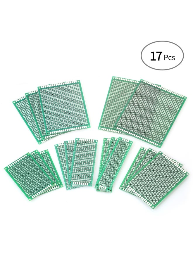Generic - 17-Piece Double Sided PCB Board For DIY Soldering And Electronic Projects Green - Image 1