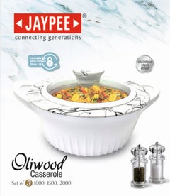 JAYPEE 3-Piece Oliwood Glass Lid  Casserole Set White  - Image 4