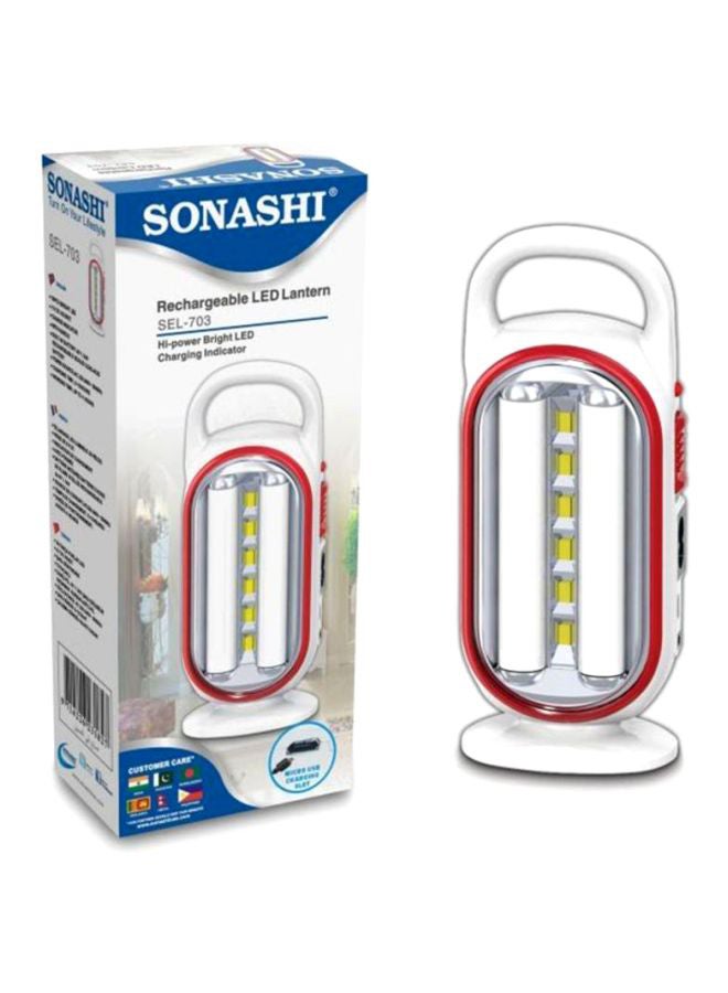 SONASHI Rechargeable Emergency Lantern with Bright LED Light  Buildin Battery  Charge Indicator with Continuous Working Time of 4 Hours  Travelfriendly with Handle  Perfect for Outings SEL-703 White/Red  - Image 5