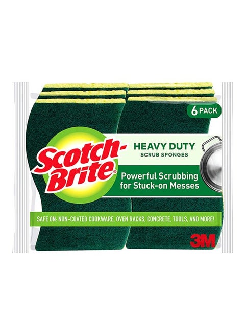 Heavy Duty Multi-Purpose Scrub Sponge Pack of 6 Multicolor 4.4 x 2.6 x 0.7inch