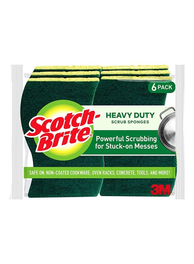 Scotch Brite - Heavy Duty Multi-Purpose Scrub Sponge Pack of 6 Multicolor 4.4 x 2.6 x 0.7inch - Image 1