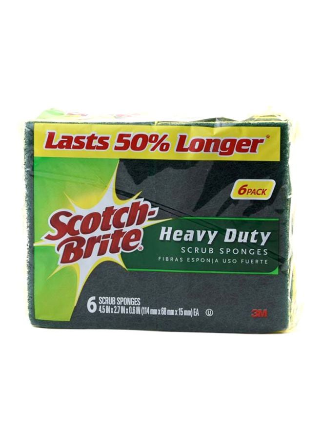 Scotch Brite - Heavy Duty Multi-Purpose Scrub Sponge Pack of 6 Multicolor 4.4 x 2.6 x 0.7inch - Image 1