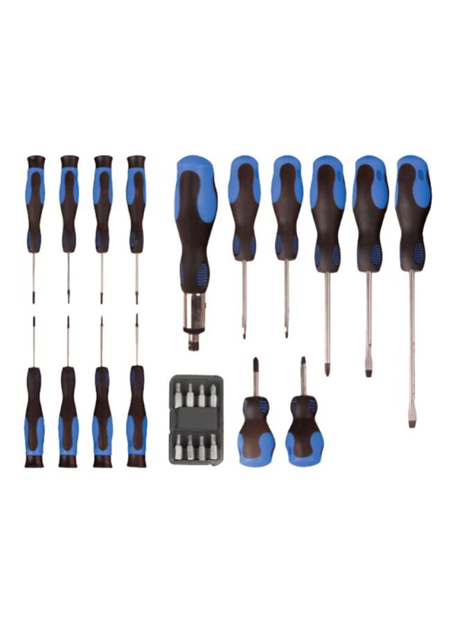 Ford 24 Piece Chrome Vanadium Ratchet Screwdriver Set, FHT-C-0042 Black/Blue  - Image 1