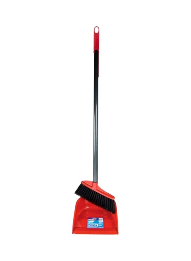 Vileda Plastic Dustpan With Brush Set Red - Image 1