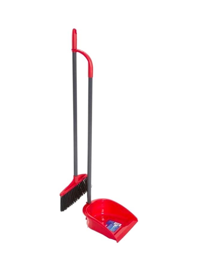 Vileda Plastic Dustpan With Brush Set Red - Image 3