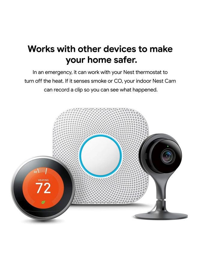 Nest - 2nd Generation Battery-Powered Smoke and Carbon Monoxide Wired Alarm White 5.3 x 5.3 x 1.5inch - Image 1